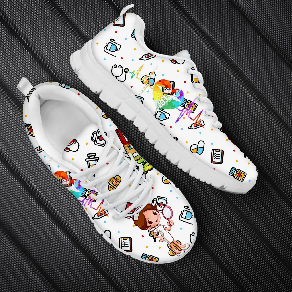 

INSTANTARTS Health Paramedic Nurse Print Sport Jogging Running Shoes For Women Flat Casual Shoes Ladies Sneakers Light Zapatos