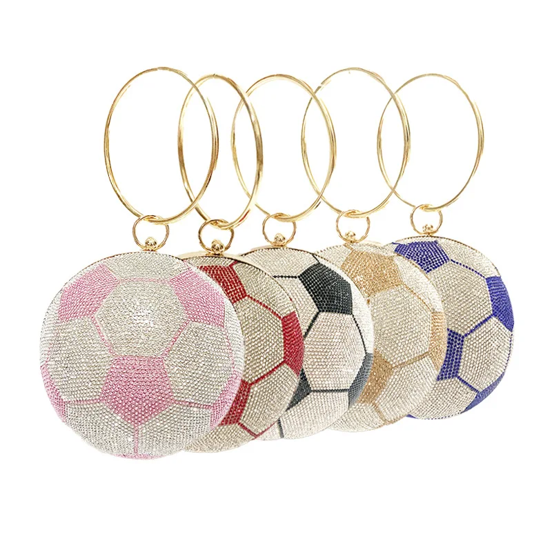 Pink Football Handbag Fashion Rhinestone Bag Diamond Dinner Handheld Bag Diamond Handheld Ball Bag Unique Handbag