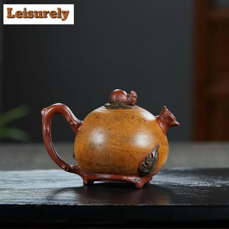 420ml Vintage Yixing Purple Clay Teapots Handmade Pomegranate Pot Raw Ore Red Mud Tea Maker Kettle Chinese Zisha Tea Set Gift