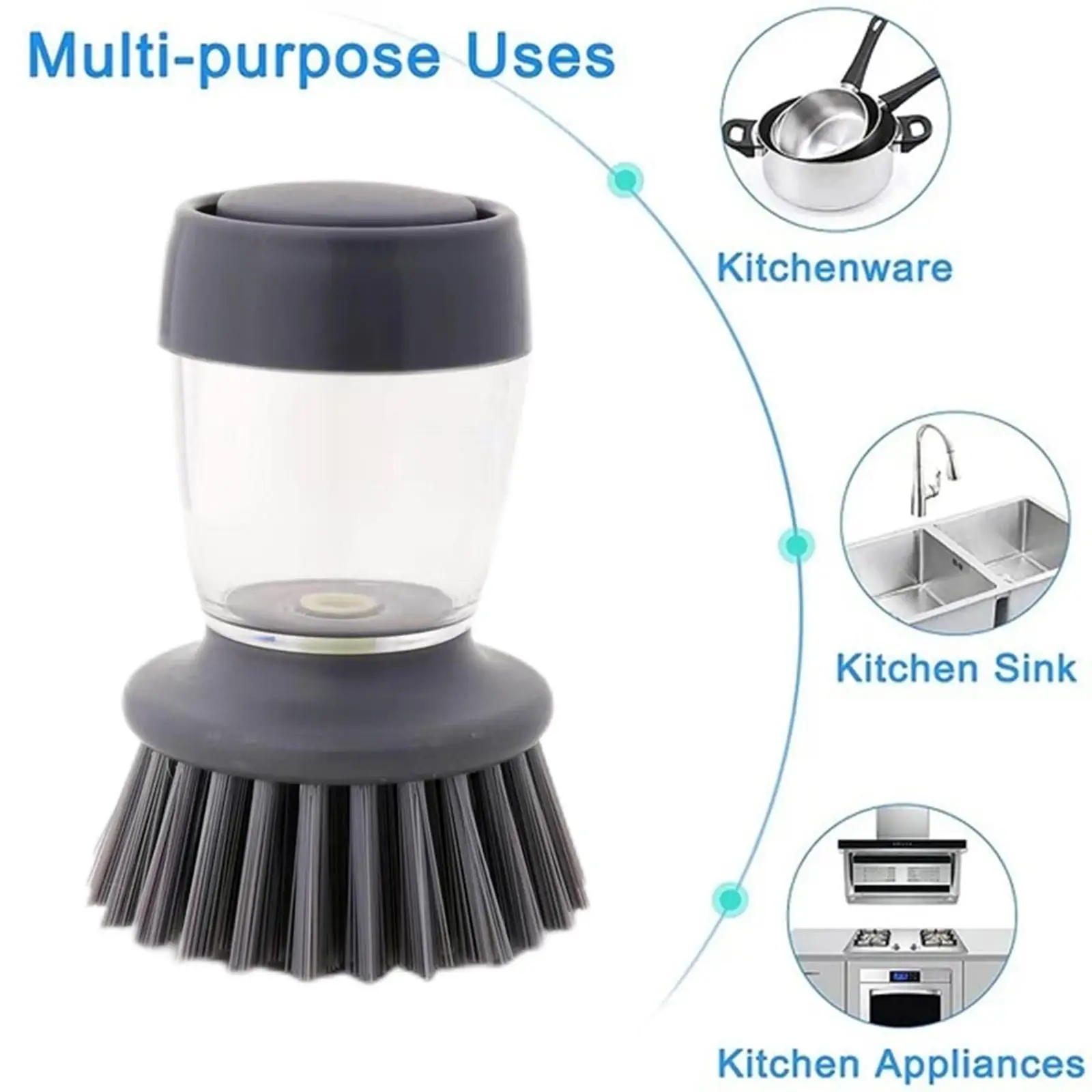 Kitchen Brush With Washing Up Soap Dispensing Palm Brush Storage