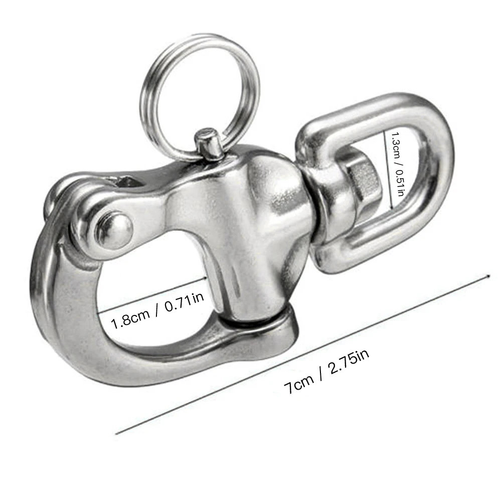 70mm Spring Buckle Swivel With Snap Shackle Panic Hook Eye Fork 316 Stainless Steel Openable Keyring Car Boat Accessories Clevis Grab Hook