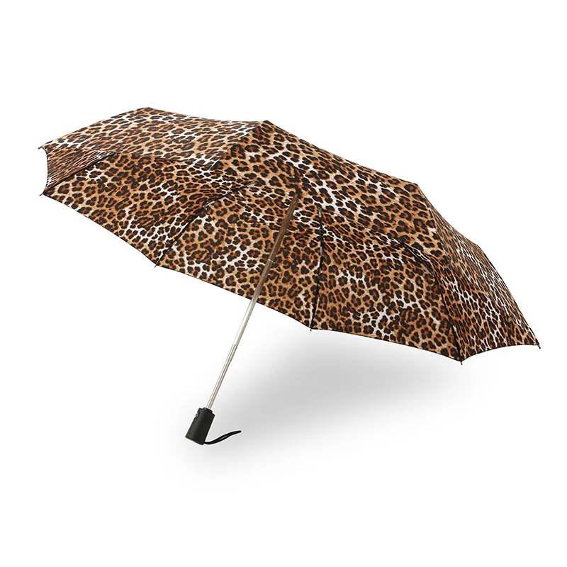 Leopard Print Automatic Umbrella Trend Folding Clear Umbrella
