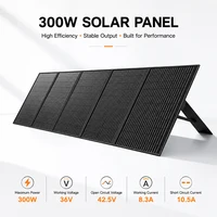 Panneau solaire portable 300W, kit de panneaux solaires pliables, chargeur solaire étanche pour station d'alimentation, camping solaire 2