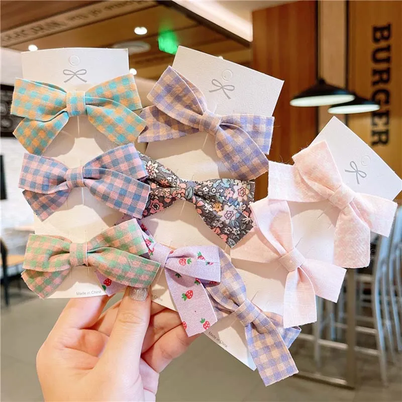 

ncmama 3pcs/set Korean Plaid Hair Bows Hairpin 2021 New Fruit Print Girls Hair Clips Cloth Barrettes Women Kids Hair Accessories