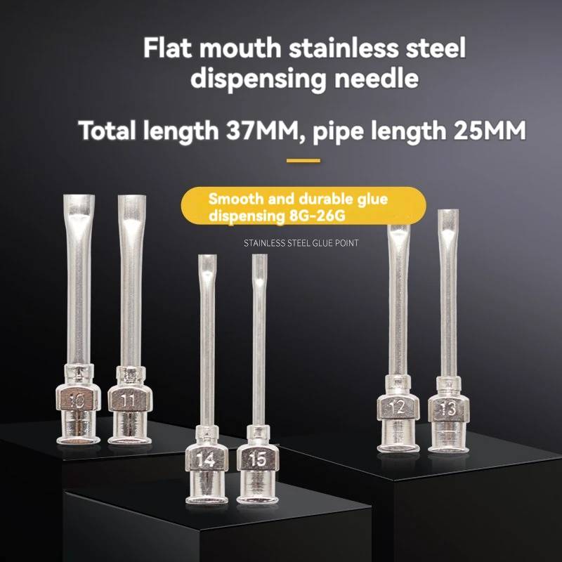 1-inch flat metal dispensing needle, stainless steel dispensing needle tube, equipment needle, accessories