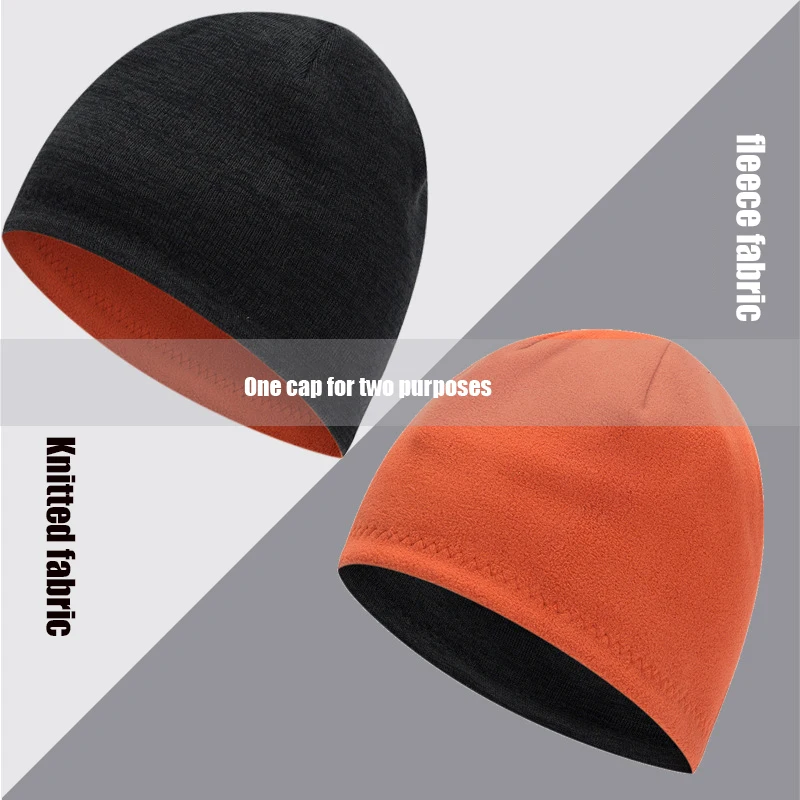 Men's trendy warm ski beanie hat women's new outdoor fashion double-sided wearable thick autumn and winter knitted pullover hat 2