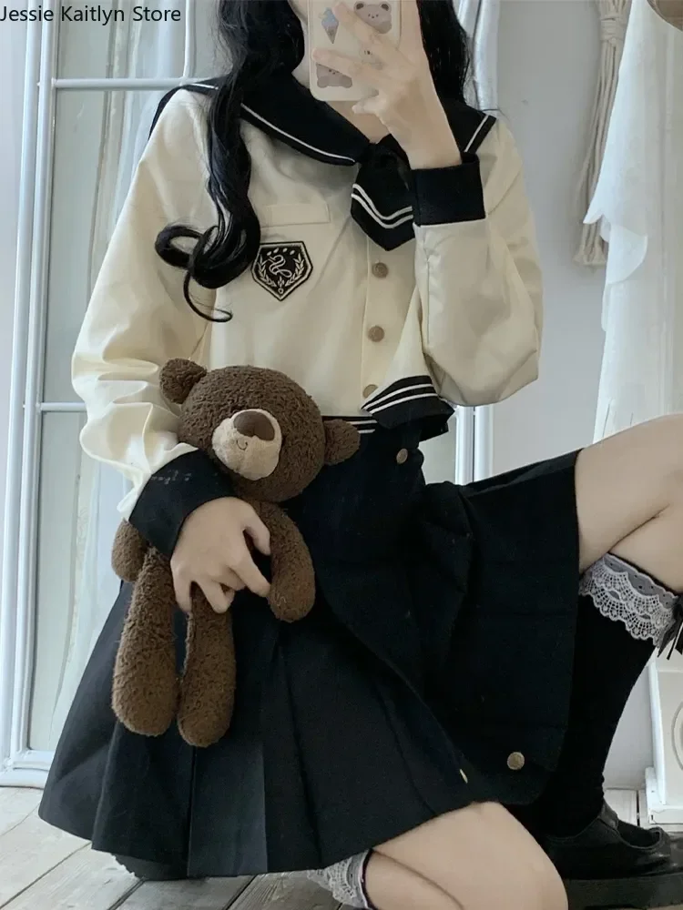 

Kawaii Japanese Girl Pleated School Mini Long Korea Cosplay Uniform Uniform And Sailor Set Women Autumn Top Sleeve Cute