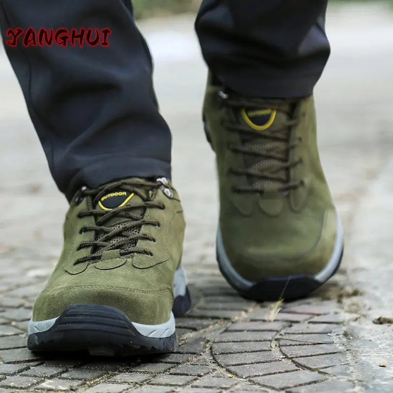 

New Casual Outdoor Comfortable Men's Sports Shoes Lace Up Anti-skid Breathable Suede Large Hiking Shoes Wear-resistant 39-49
