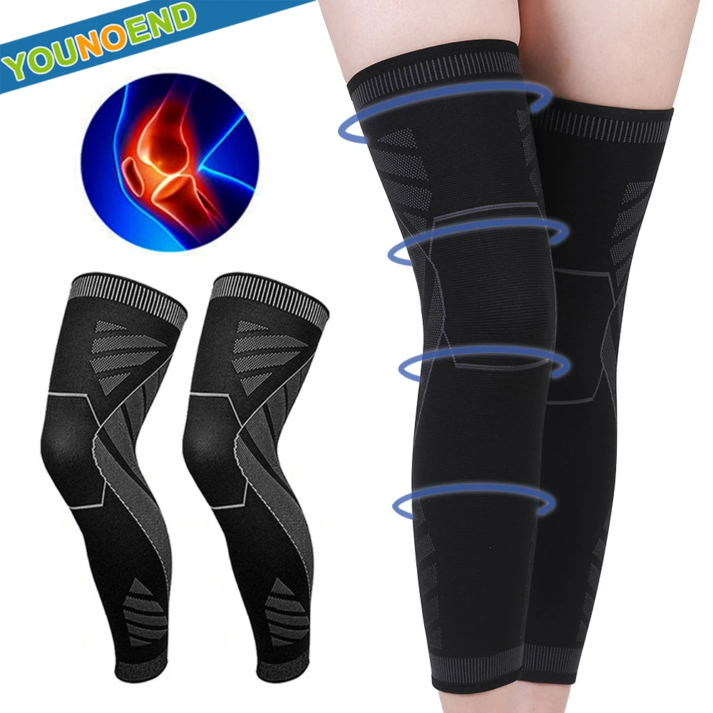 1Pair Sport Full Leg Compression Sleeves Knee Braces Support Protector