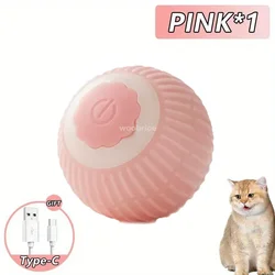Interactive Rechargeable Rolling Cat Toy Ball - Automatic Motion Pet Entertainment Accessory (Pink)