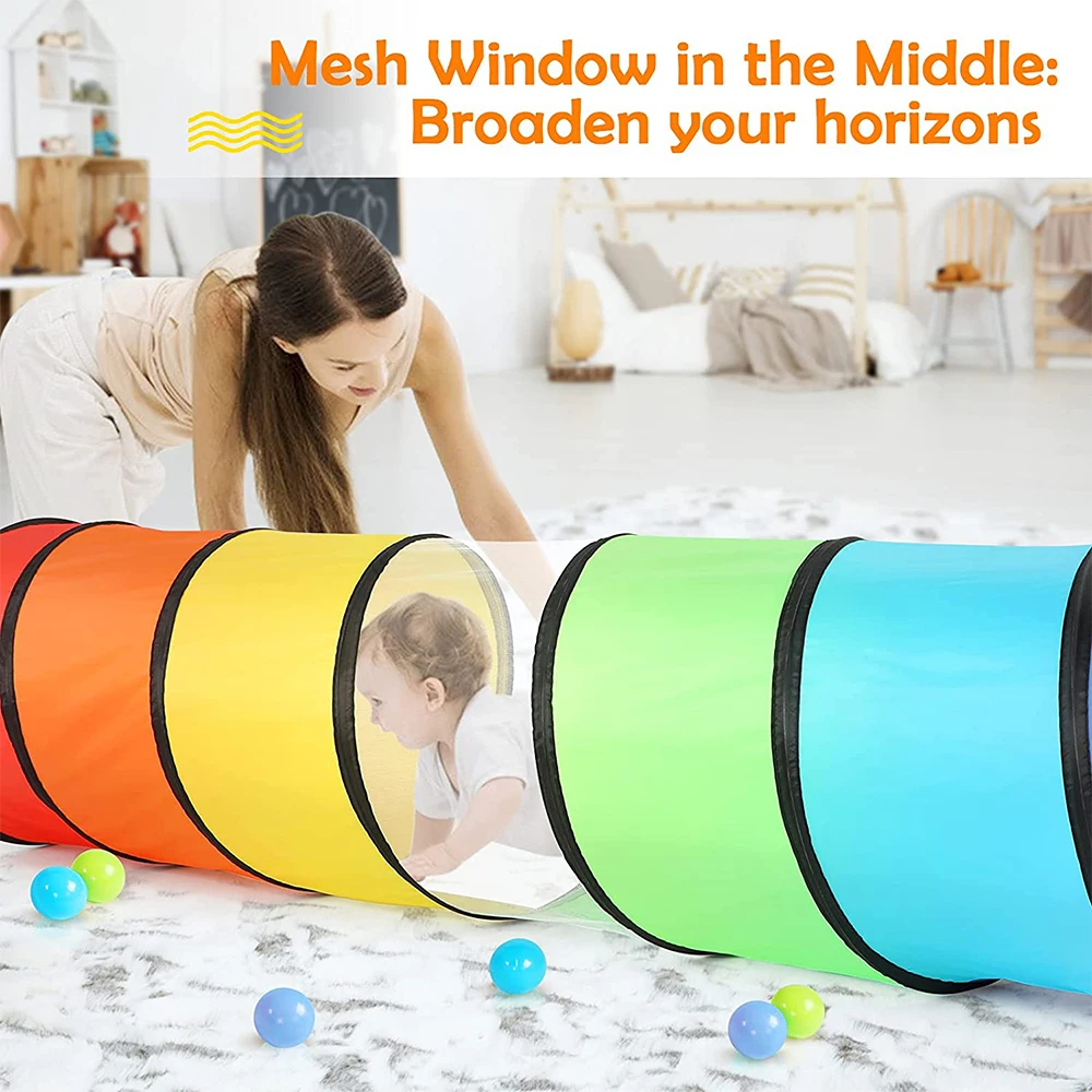 Kids Play Tunnel Tent for Toddlers Colorful Pop Up Crawl Toy for Baby or Pet with Breathable Mesh Collapsible Gift for Game 3
