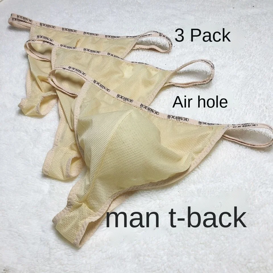 

3 Packs of Large Size Male Soil Breathable Nylon Fabric Thin Strap Thong Gay Sexy Underwear Mens Bikini Briefs