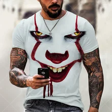 

Summer 3D Printed Clown Graphic T Shirt Street Funny O-neck Short-sleeved Trendy Streetwear All-match Plus Size Top Tees 6XL
