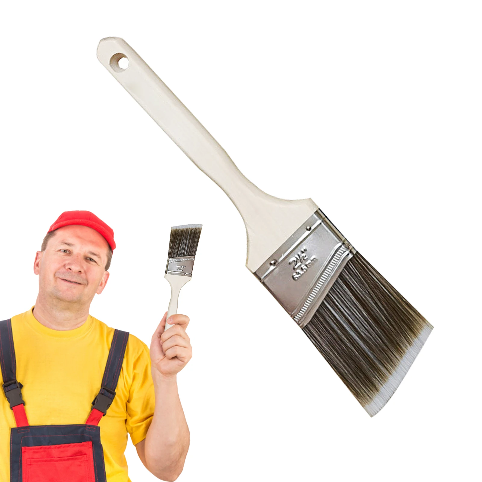 Anti Slip Long Handle Paint Brush Professional Art Tool Synthetic Filament Beginner Cutting Edge Diagonal 2.5 Inch Paint Brush