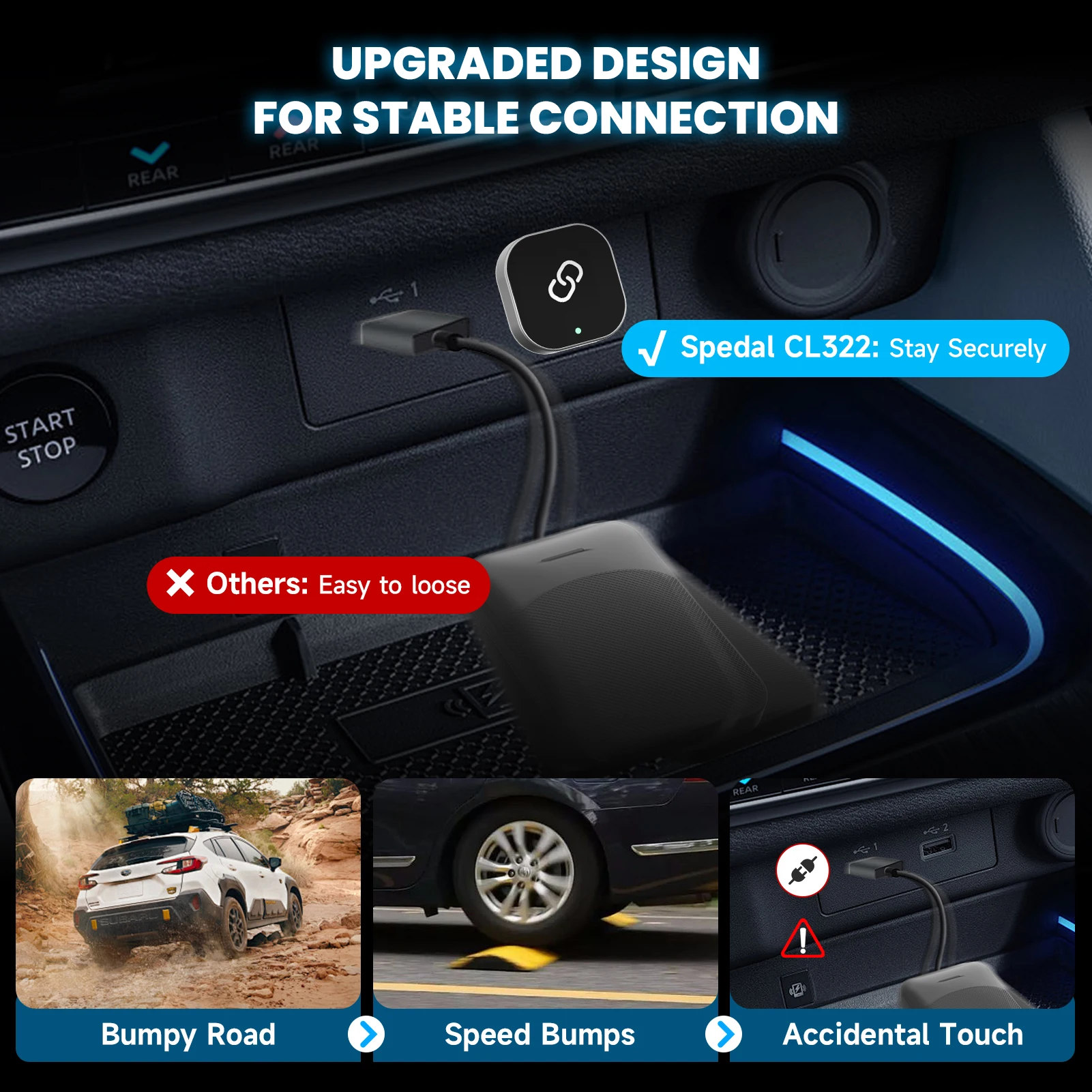 2 in 1 Wireless CarPlay Adapter Plug & Plug Auto Converts Wired to Wireless Compatible for iPhone & Android Mini Metal Design