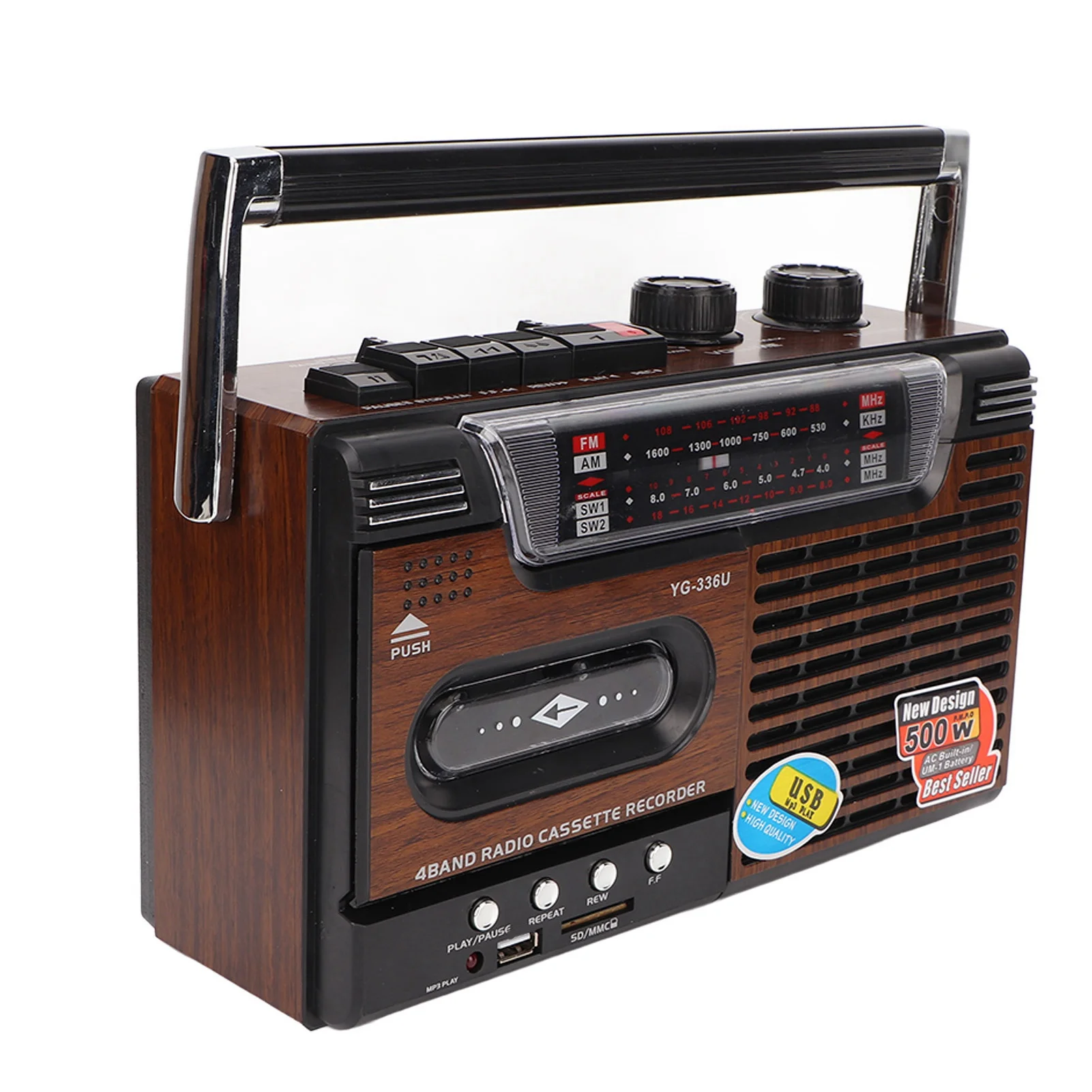 Description Picture 4 of itemCassette Player Strong  Simple Buttons Cassette Player AM FM Radio Support Storage Card Noiseless Portable for Children