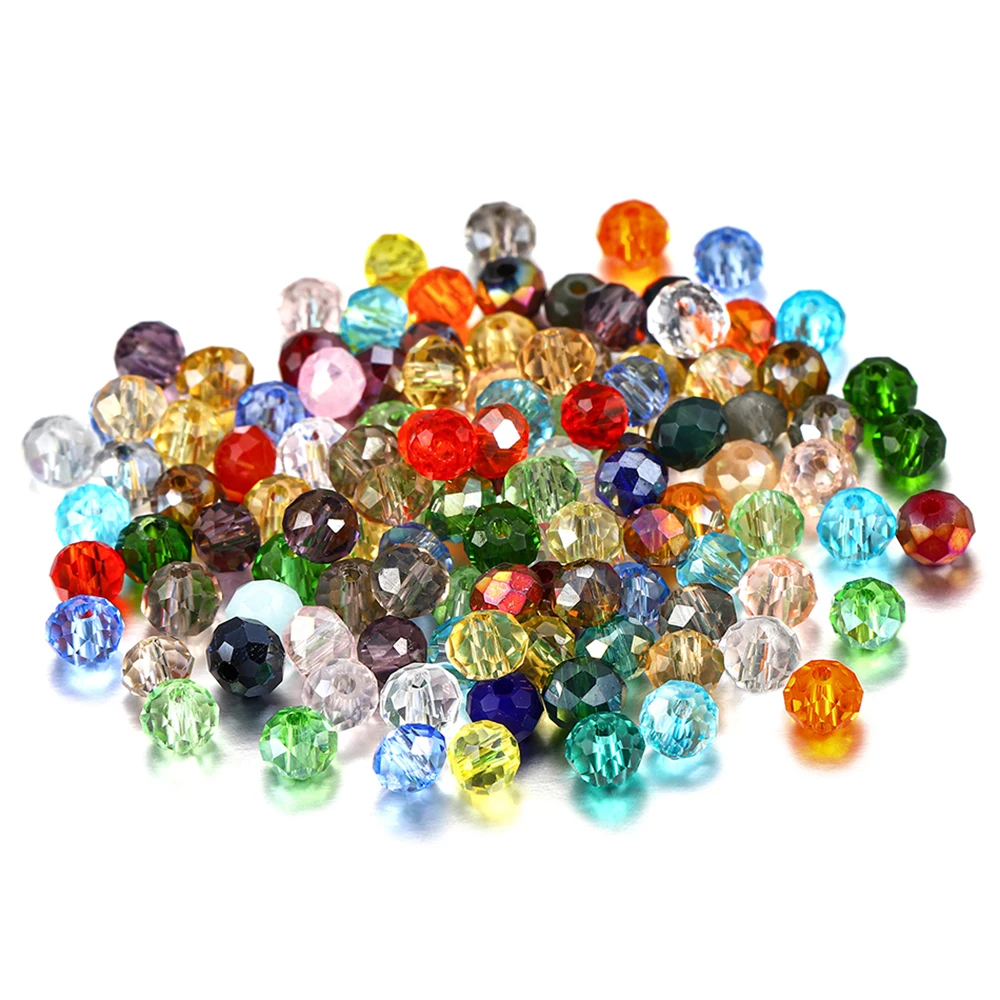 300pcs 라운드 크리스탈 유리 구슬 색상 느슨한 DIY 공예 팔찌, 목걸이 쥬얼리 만들기, 4mm 6mm 8mm