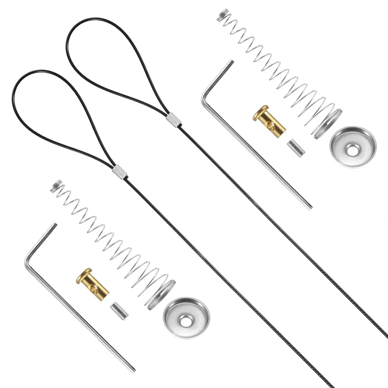 A52I-2 Sets Gate Latch Cable Pull String,Adjustable Spring Door Latch Opener, 2-6 Inch For Metal And Wooden Fences In Garden