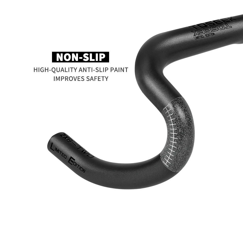TOSEEK Vollcarbon-Lenker, 380/400/420/440 mm, gebogene Stange, schwarz, mattes Finish, Rennrad, Carbon-Lenker, Fahrradteile – Detail 9
