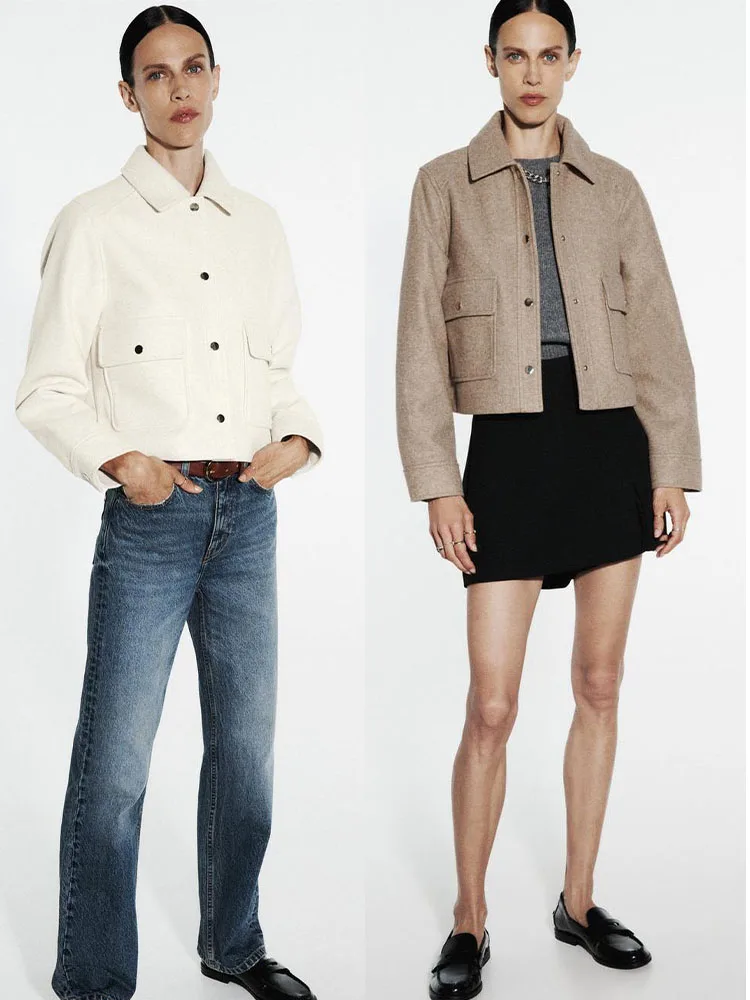 

2023 autumn new women's fashion temperament lapel long-sleeved single-breasted button casual pocket soft short coat