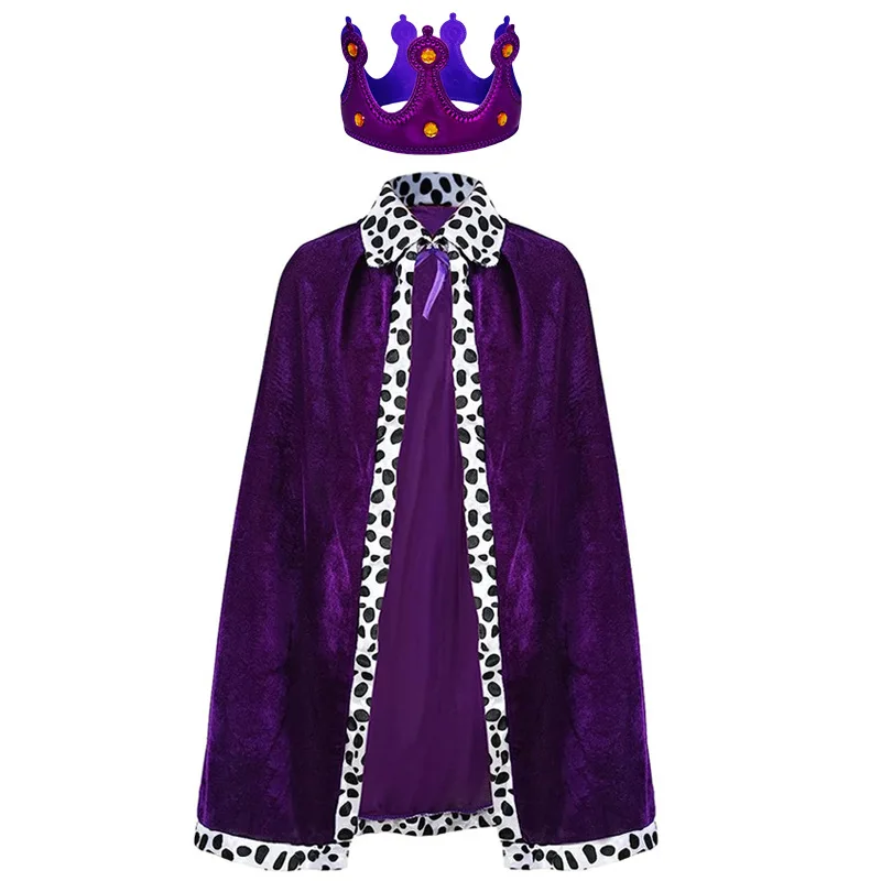 Cape De Roi/prince Pour Enfants Avec Couronne - 80 Cm - Polyester - Pour Déguisement, Fête, Noël, Carnaval