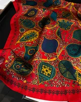 Luxury Vintage Print Square Scarf Hijabs Neck Shawl Stylish Women Multi-functional Bandana Neck Protector Simulated Silk Scarf 3