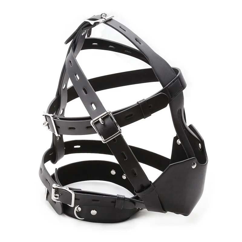 Sexy Adult BlackPUPocket Mouth Ball Gag Donkey Face Red Soft Ball Black Binding Mask Head Cover