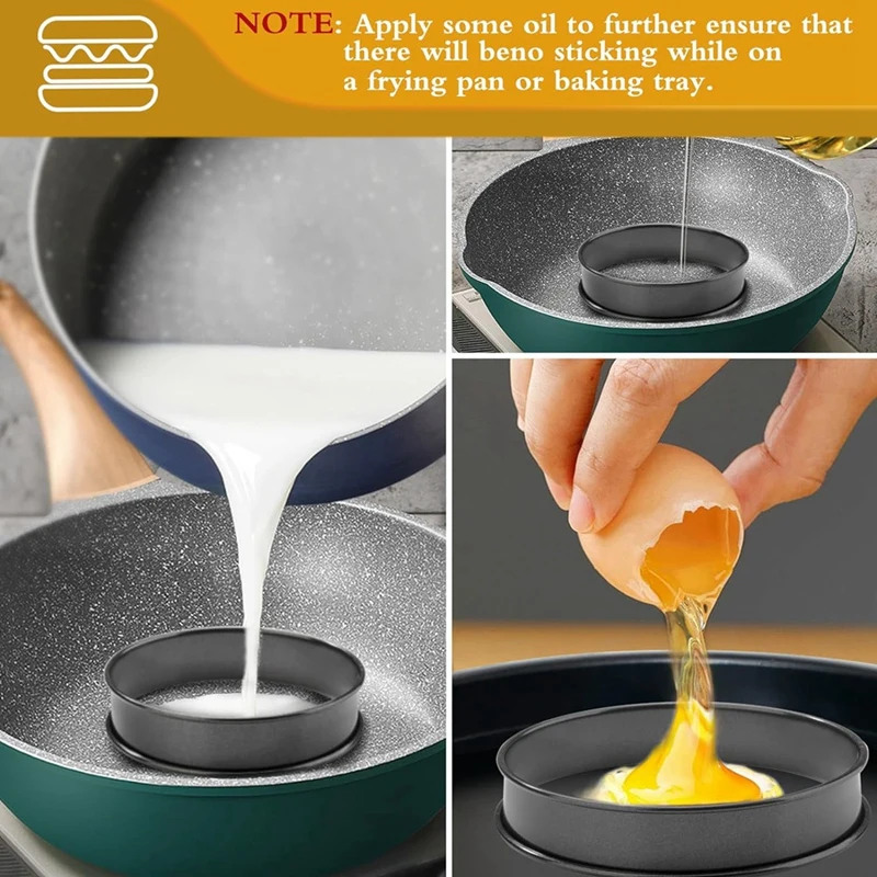NONSTICK 영어 머핀 반지, 스테인레스 스틸 더블 롤 타르트 링, 머핀, 팬케이크용 크럼펫 링, 8 개