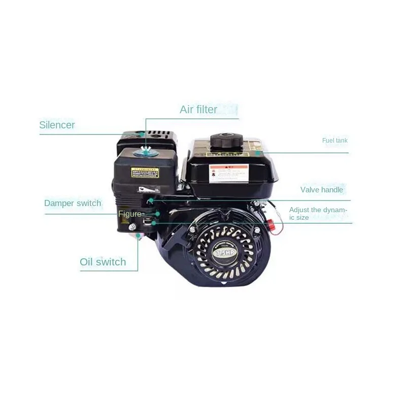 NEW 6.5Hp 168F-1 Gasoline Micro Engine 4Kw Four-Stroke Small Power Accessories 196Cc Flat Key Shaft Engine Structure