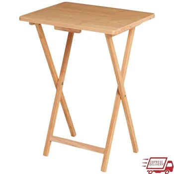 Indoor Folding TV Tray Table – Lightweight Solid Rubberwood, Compact & No Assembly Required 1