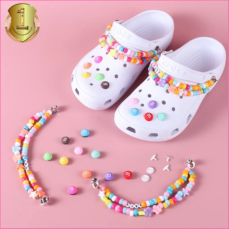 Cute M Beans Chain Croc Charms Designer Diy Fashion Shoes Decaration Jibb For Croc Clogs Buckle Kids Girls Women Gifts - Shoe - AliExpress
