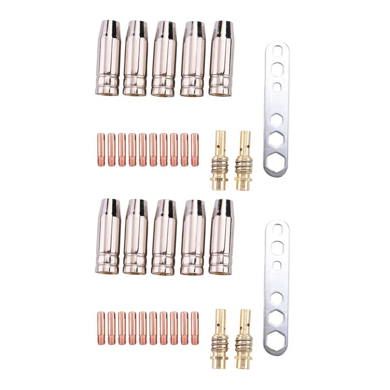 

36Pcs Welding Torch Kit Contact Tip 0.8Mm M6 & Tips Holder Difuser & Shield Cup For Mb15 15Ak Mig Welding Torch