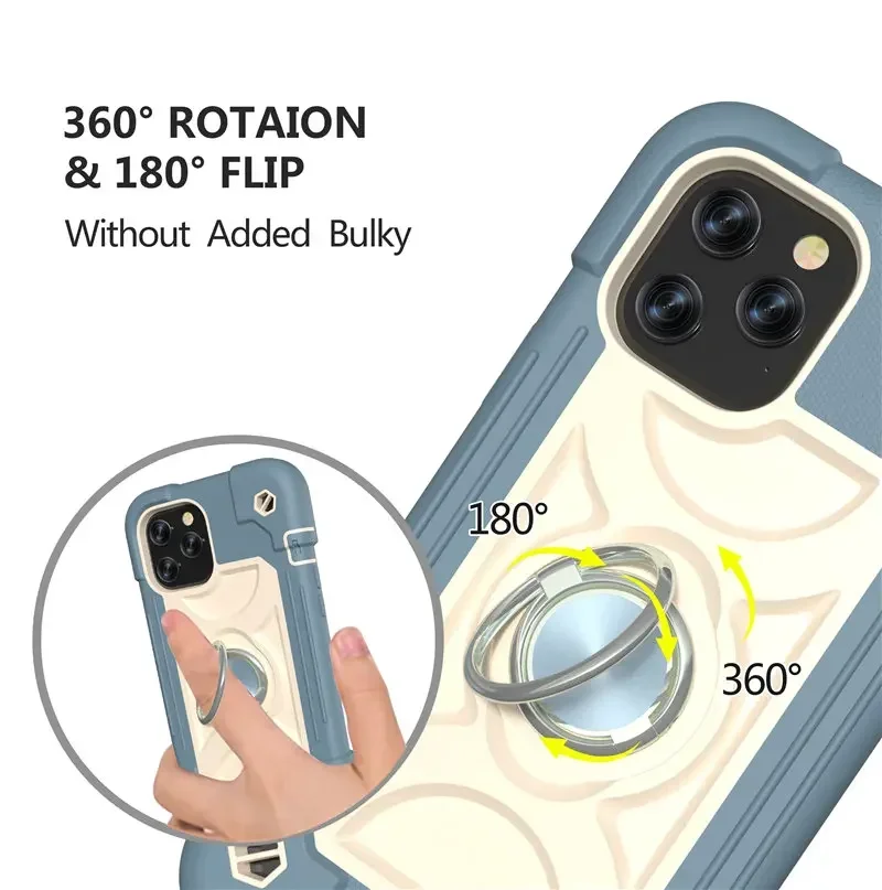 Colorful Rugged Armor Bumper Shockproof Phone Case with Ring Holder
