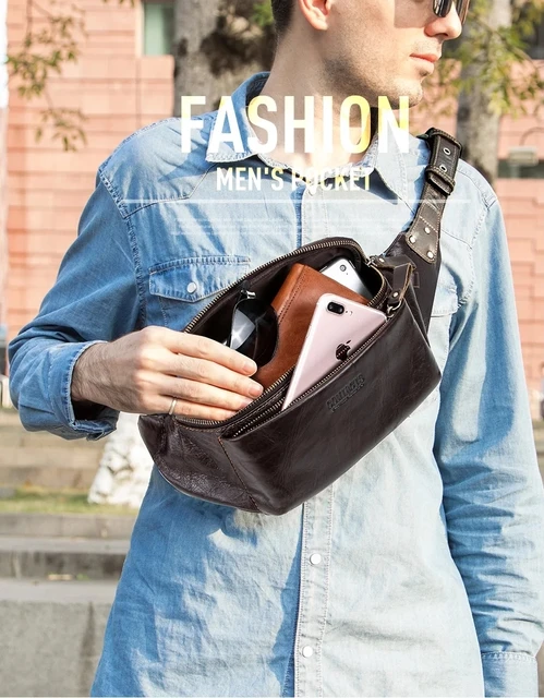 Borsello Da Cintura Uomo Zaino North Face Tracolla Per Borsa ZBHDEYG Borsa A Tracolla Da Uomo Con Tasca Sul Petto E Moschettone - Impermeabile, Per Sport All'aria Aperta E Viaggi - Nero - Foto 3