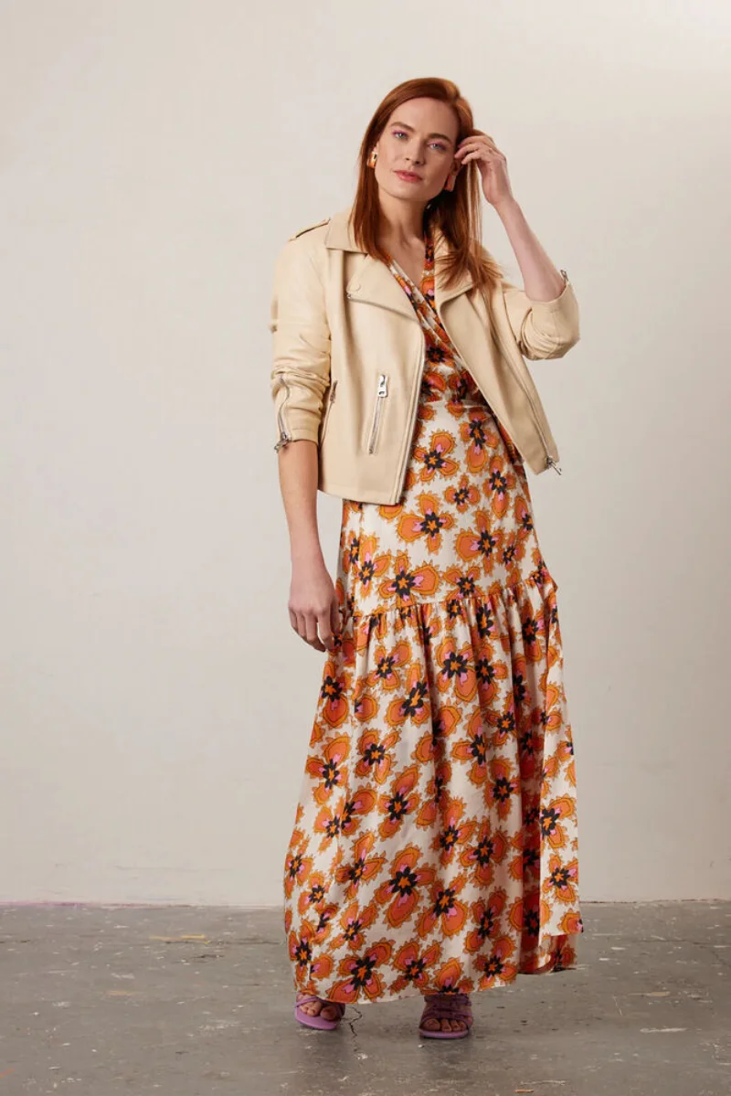 Women Leather Jacket Genuine Lambskin Moto Slim Fit Biker Beige Coat