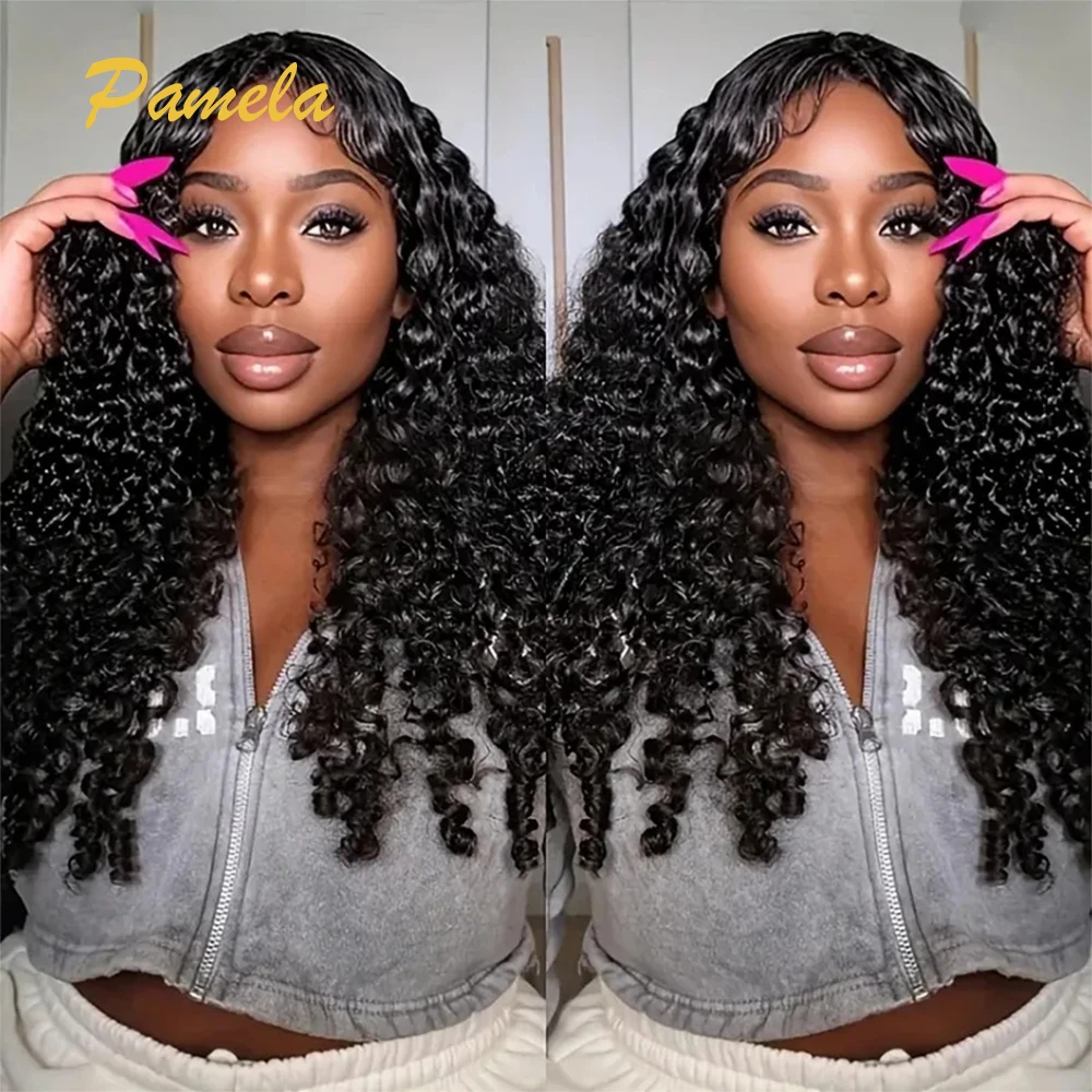 400% High Density Burmese Curly Hair 13x4 Transparent Lace Frontal Deep Wave Wig Spiral Ends Human Hair Glueless Wig For Women