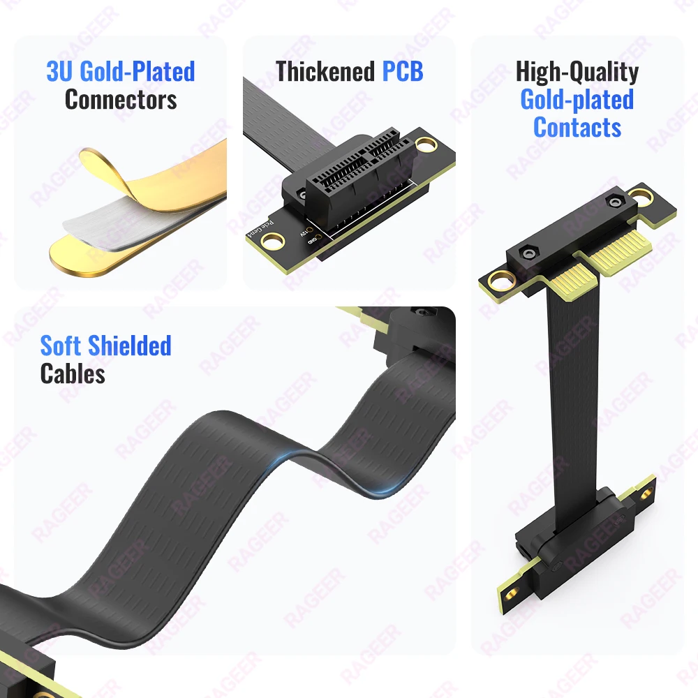 RAGEER Dual Right Angle PCIe Riser Cable