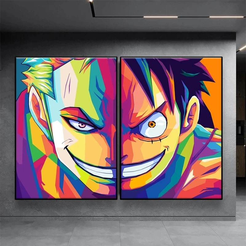 

Anime One Piece Canvas Painting Luffy Zorro Watercolor Character Poster Wall Art Mural Suitable for Home Bedroom Decoration Pict