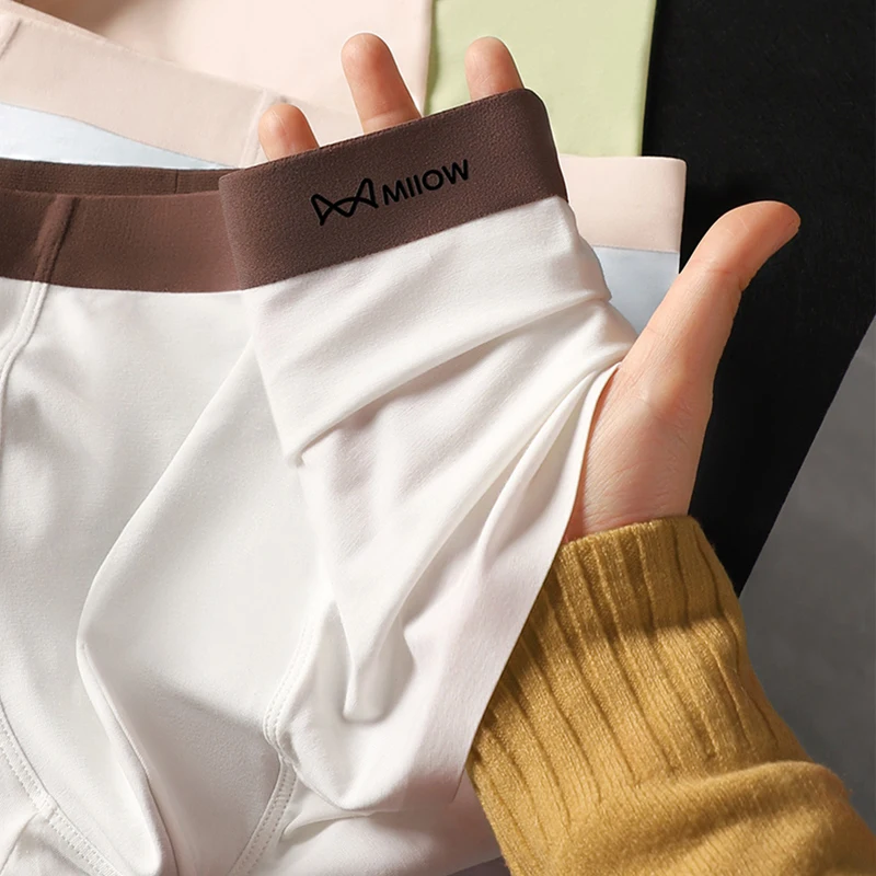 MiiOW 3Pcs Tencel Lyocell Men Boxers Breathable Sports Underwear