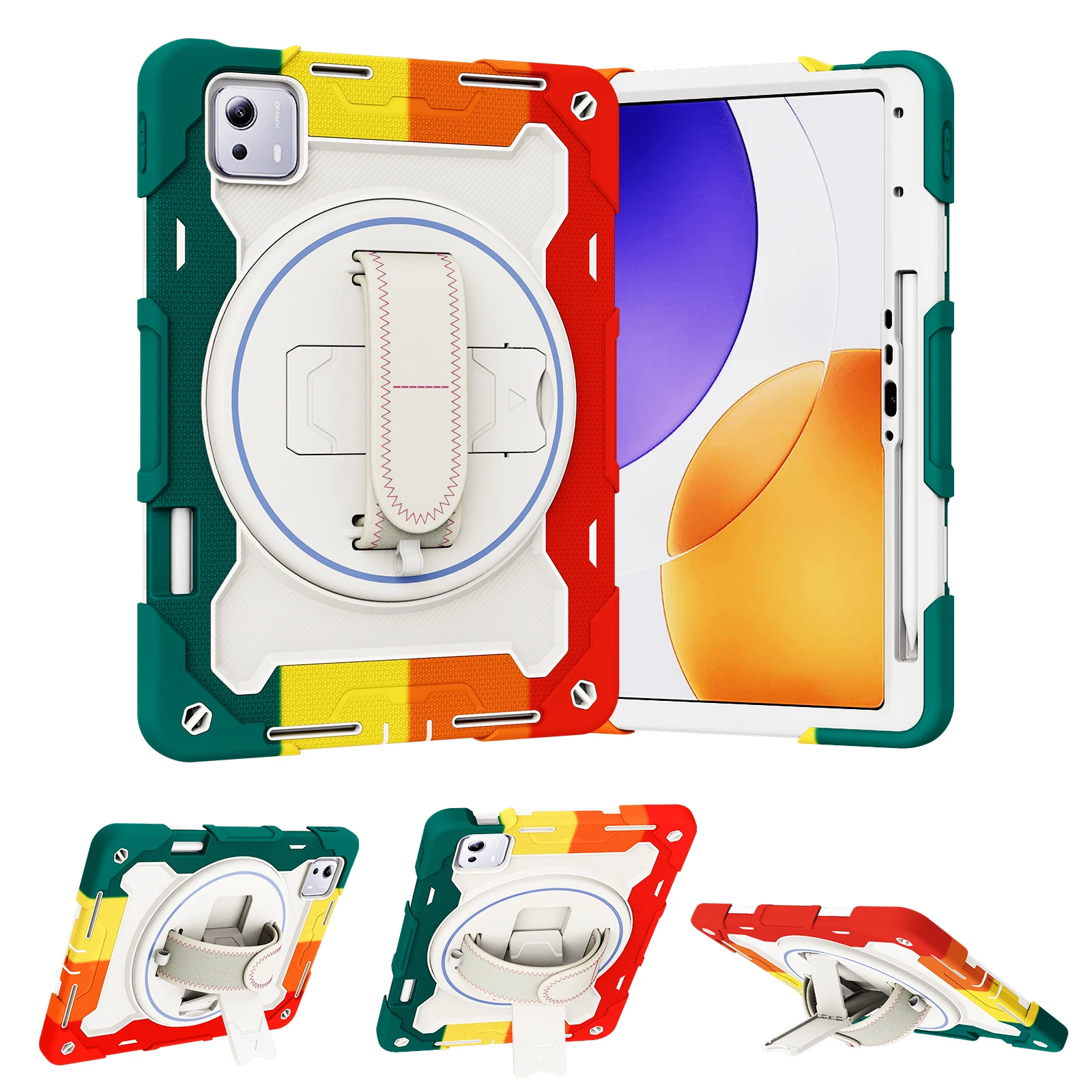 Durable 360° Rotating Kids Safe Rugged Stand Case - Shockproof Silicone Armor Cover
