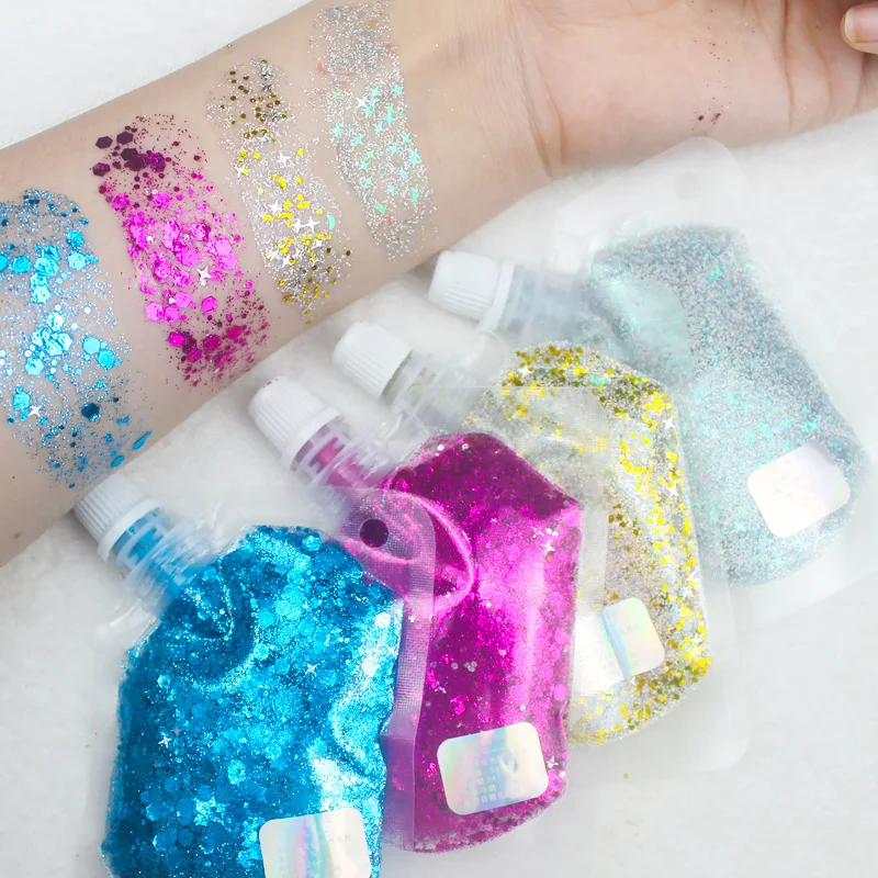 40ML Face Jewels Eyeshadow Shimmer Pigment Body Face Eye Glitter Sequin Gel Cream Eye Shiny Skin Face Festival Cosmetic Glitter 5