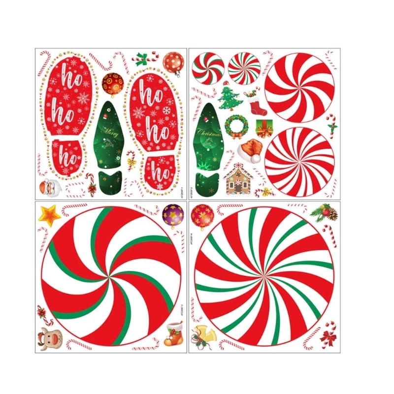 

Set of 4pcs PVC Stickers DIY Christmas Decorations Water Resist Easy to Stick