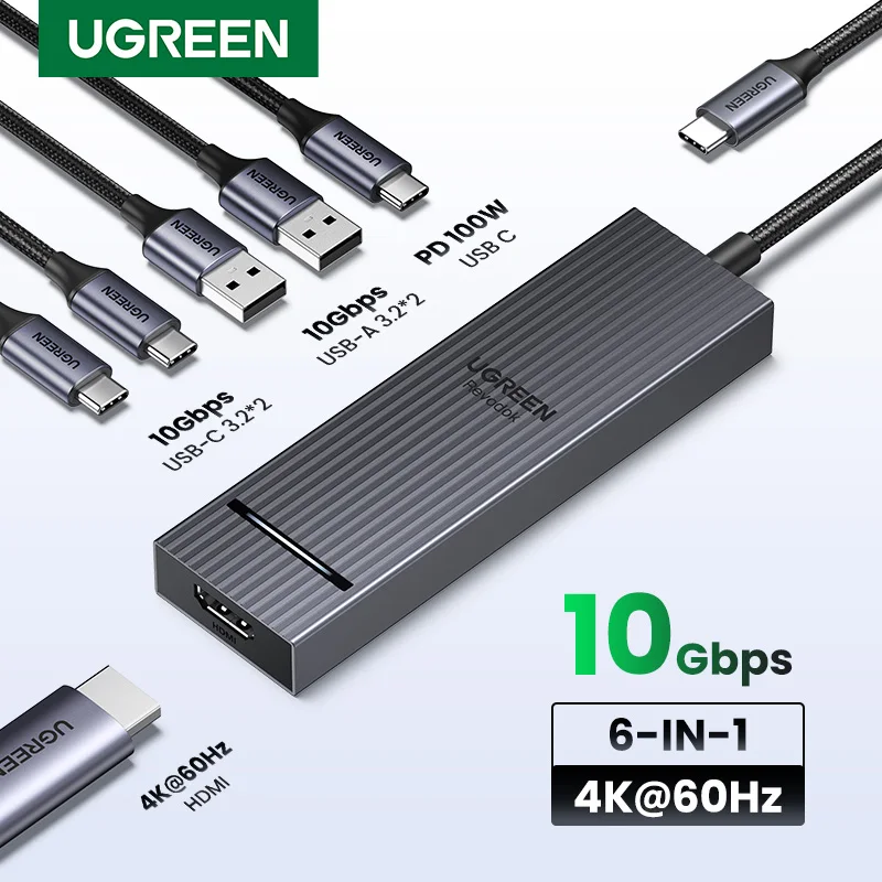 UGREEN USB C HUB 10Gbps 4K60Hz HDMI PD100W USB Splitter for