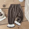 2025 Spring New 0-3 Years Baby Girl Edge Cover Vest Lotus Leaf Collar Base Shirt And Loose Pants 3pcs Suit Girls Clothes Set 5