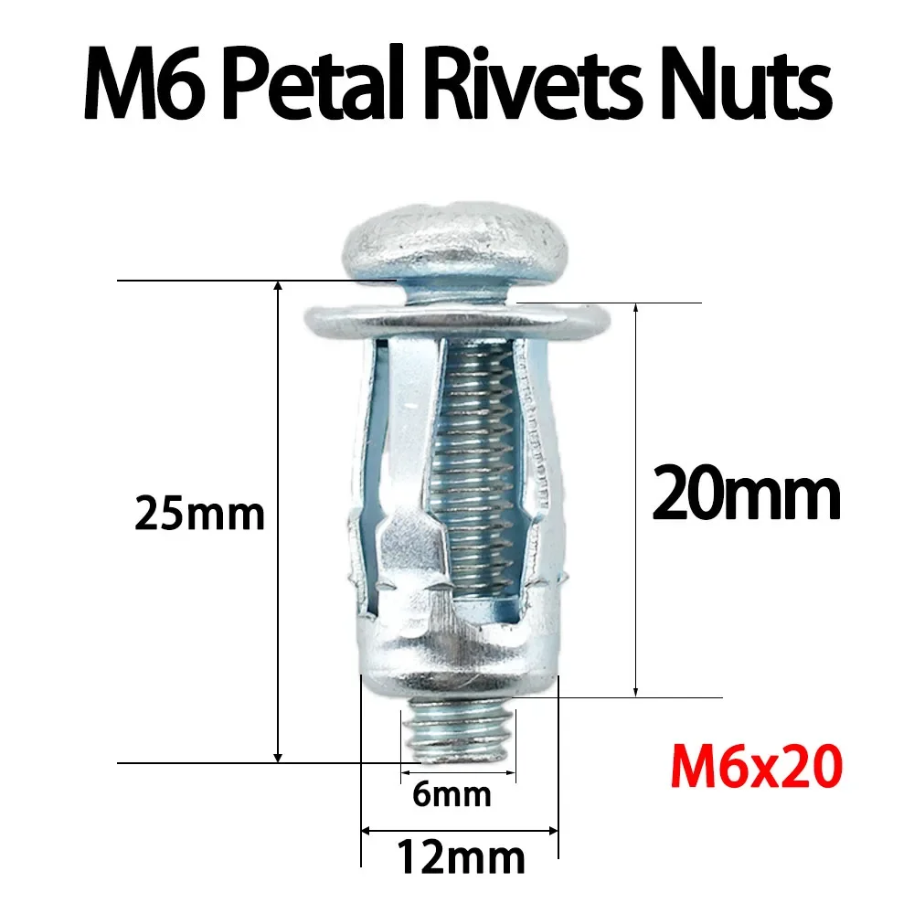 Petal Shape Metal Rivet Nut Kit Expansion ScrewNut M4 M5 M6 M8 Molly Jack Nut Rivnut License Plate Fix Panel Clamp Lock RivetNut rivet nut kit