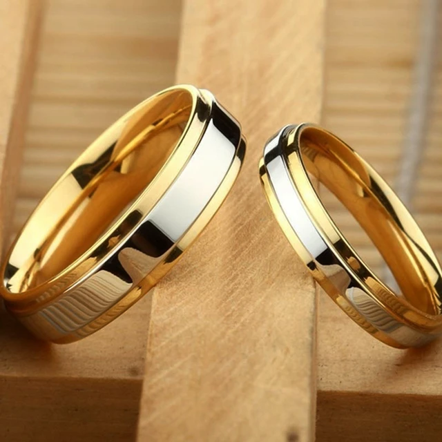 Amazon.com: DJDEFK Rings 1PCS Titanium Steel Couple Rings Gold Wave Pattern  Wedding Infinity Ring Men and Women Engagement Jewelry Gifts (Main Stone  Color : 6MM, Metal Color : 11) : Clothing, Shoes & Jewelry