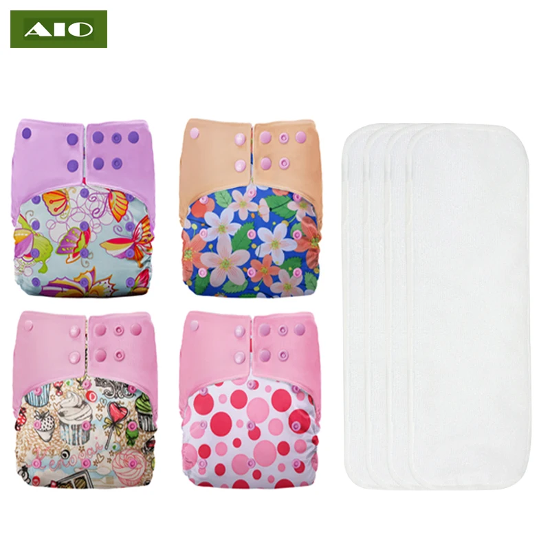 

All In Two Washable Baby Cloth Diapers Set Eco-friendly 2 Pockets Ecological Adjustable Nappies Reusable Diaper One Size 3-15kg