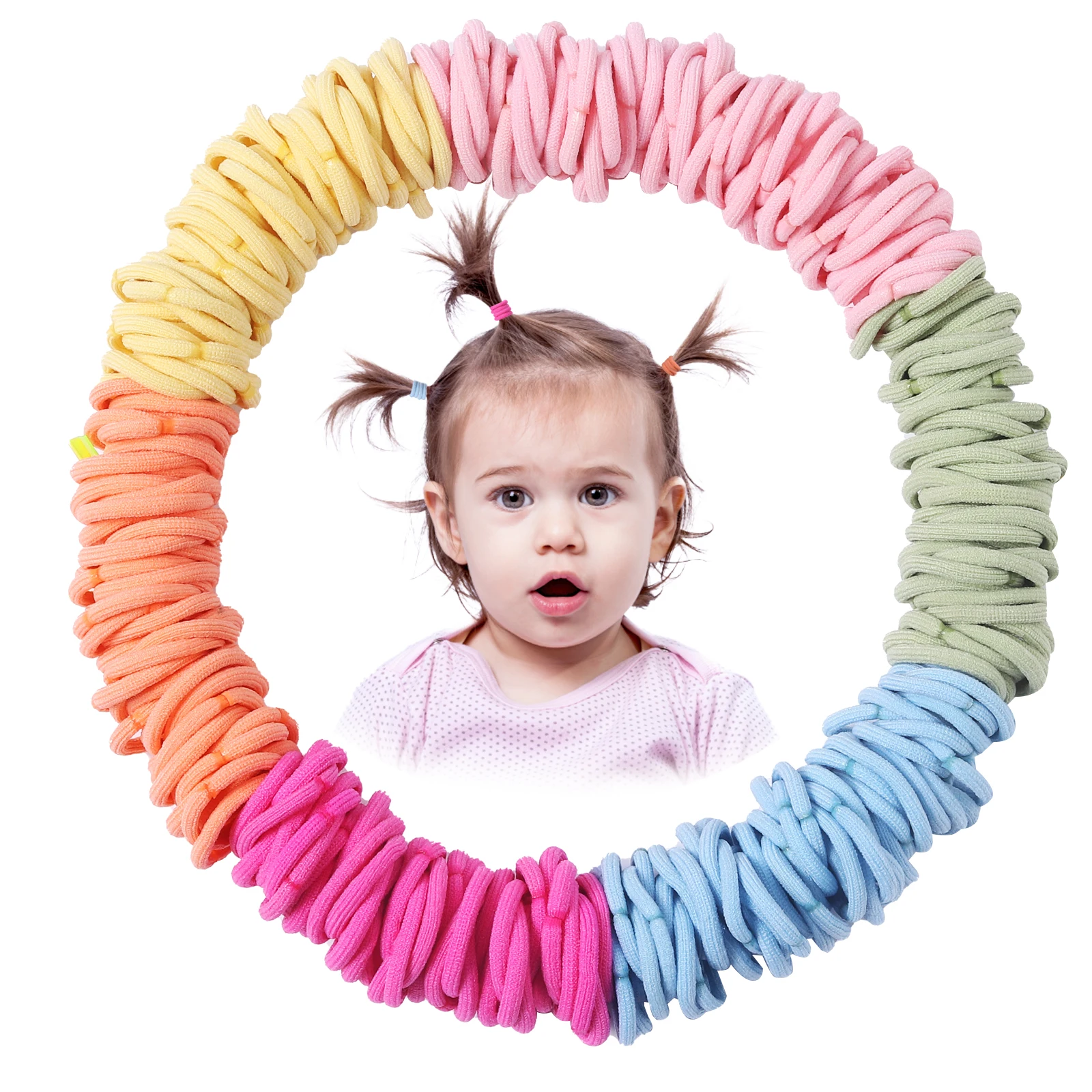 

300PCS Women Girls Basic Hair Bands 3cm Simple Solid Colors Elastic Headband Hair Ropes Ties Hair Accessories Ponytail Holder
