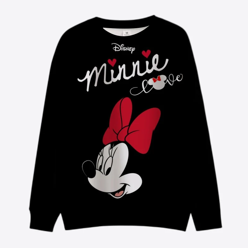

Women's Long Sleeve Sweatshirt Disney Streetwear Mickey and Minnie Fall 2022 New Harajuku Crew Neck Casual Ladies Top Y2K