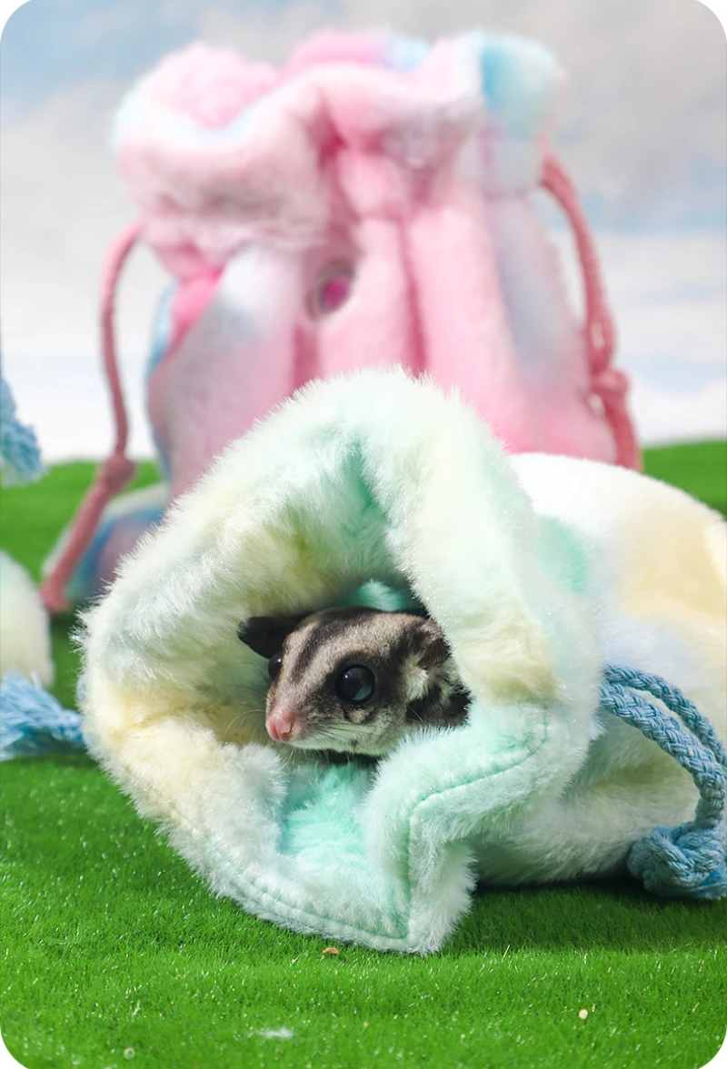 Sugar Gliders Sleeping Pouch Guinea Pig Nest Bed Portable Sugar Glider Cage Carrier Bag With Drawstring For Squirrels Marmosets